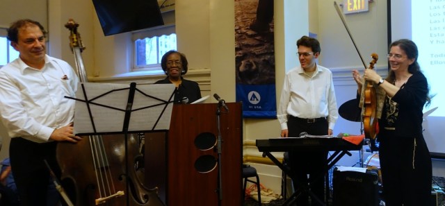 Laurence Goldman, Lois Bellamy, and the Orfeo Duo. Photo by Judy Langer